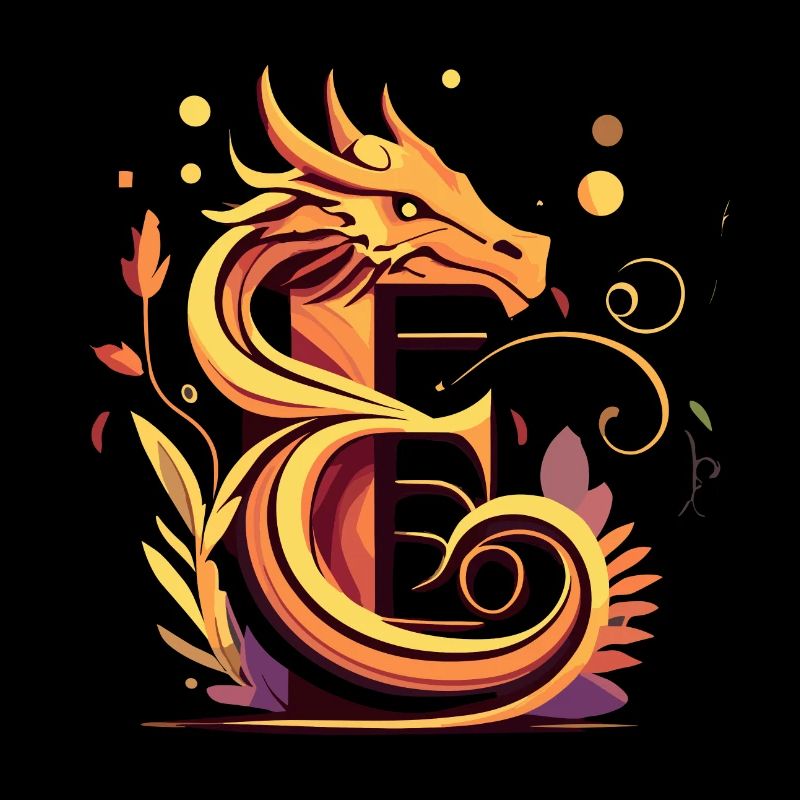 Buchstabe E mit Drache