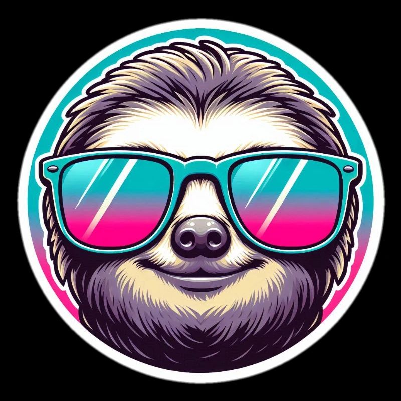 Sloth with sunglasses in pastel