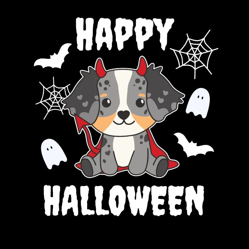 Australian Shepherd Happy Halloween Devil