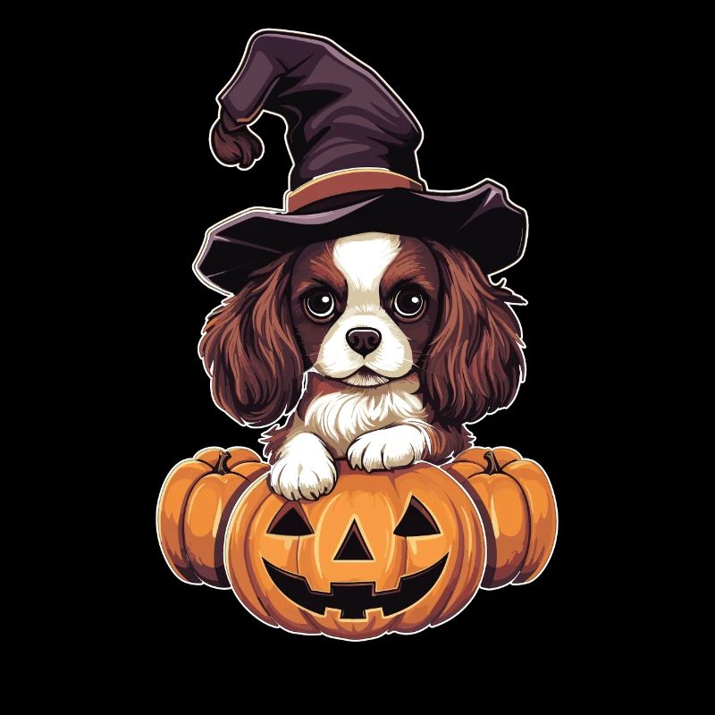 Halloween Witch Hat Pumpkin Dog Cavalier King
