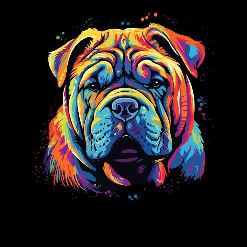 Wasserfarben Farbenfroher Chinese Shar Pei