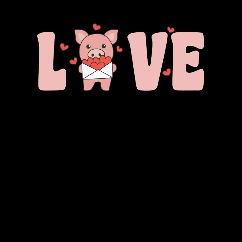 Cochon pour la Saint-Valentin Animaux mignons avec des cœurs