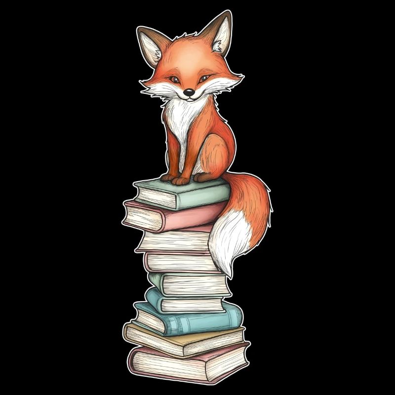 Fox on stack of books