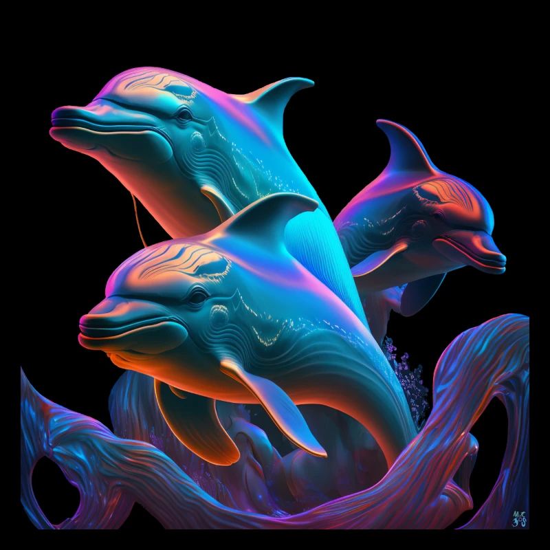 Blauer Delphin spielt
