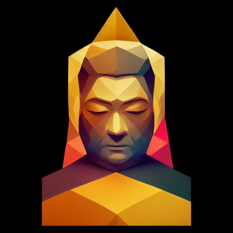 Polygon Buddha Kopf Low Poly Buddhist