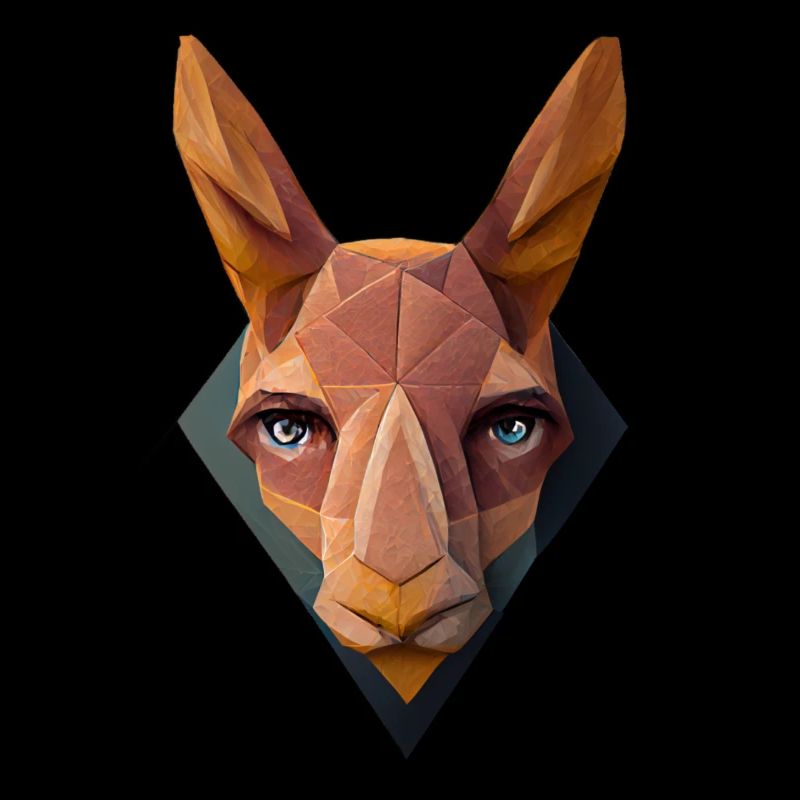Geometrisches Känguroo -Kopf Polygon Bunt Poly Pol