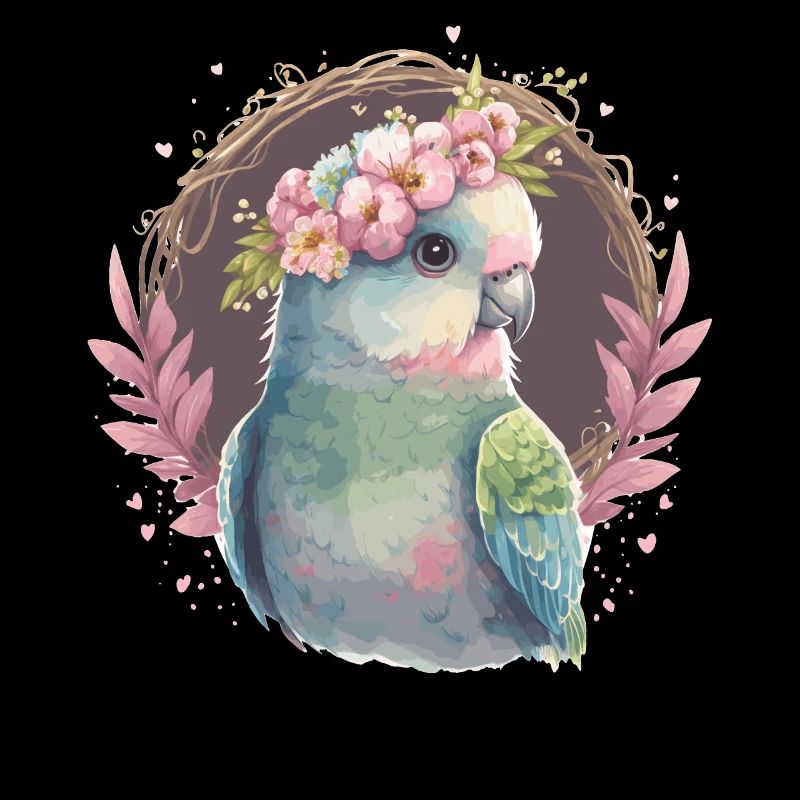 Mignon Perruche Oiseau Fleur Couronne Oiseaux de compagnie