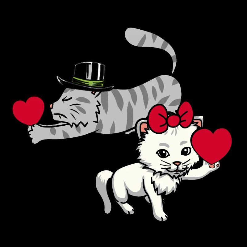 Herz Katzen Liebespaar Valentin Romantisch Katze