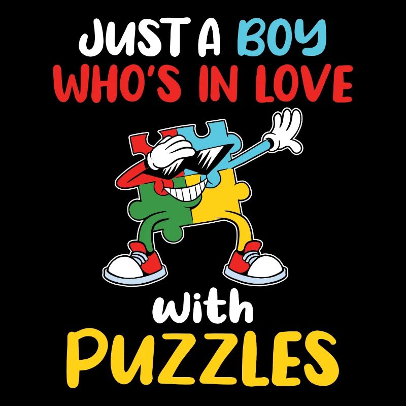 Nur ein Junge, der in rätselhaftes Tupfen -Puzzle