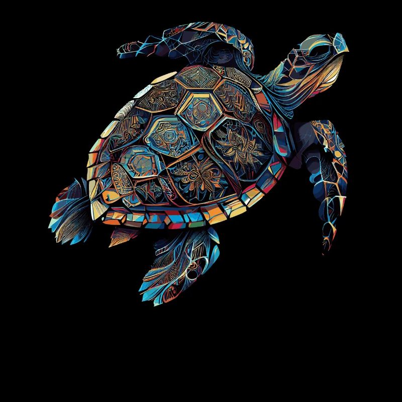 Geometric Turtle Colorful Abstract Rainbow