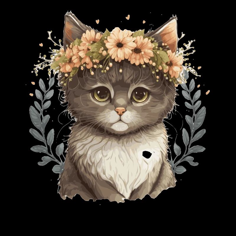 Mignon bébé chat fleur couronne chaton chaton ferme florale