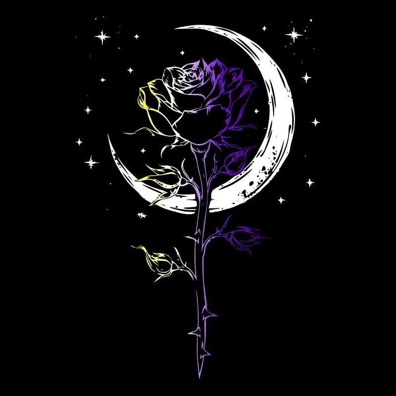 Mystique Rose Croissant de Lune LGBTQ Nonbinary Drapeau W