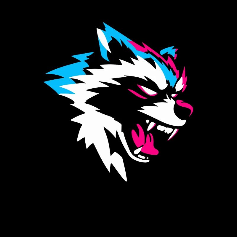 Neon Wolf Head – Aggressive Gaming Design