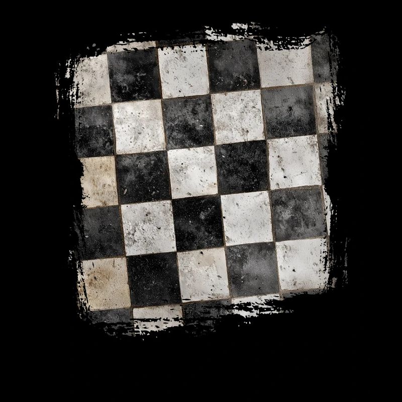 Grunge Checkerboard Black and White Retro