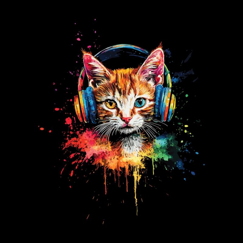 Katze Aquarell Kopfhörer