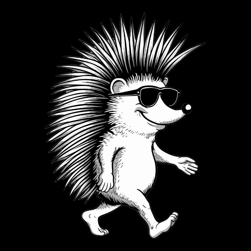 Hérisson avec un dicton mignon au look cool