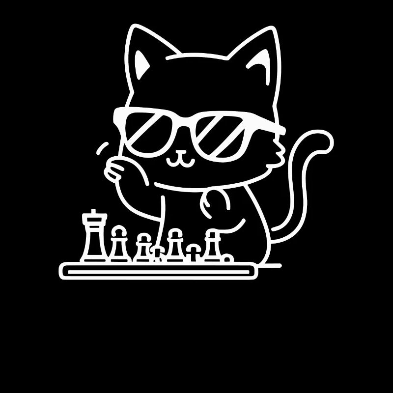 Cool cat in sunglasses playing chess