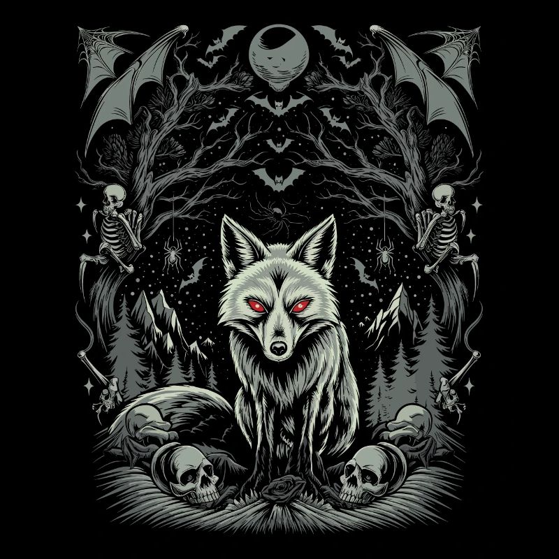 Dark Cottagecore Aesthetic Wolf in the Moonlight