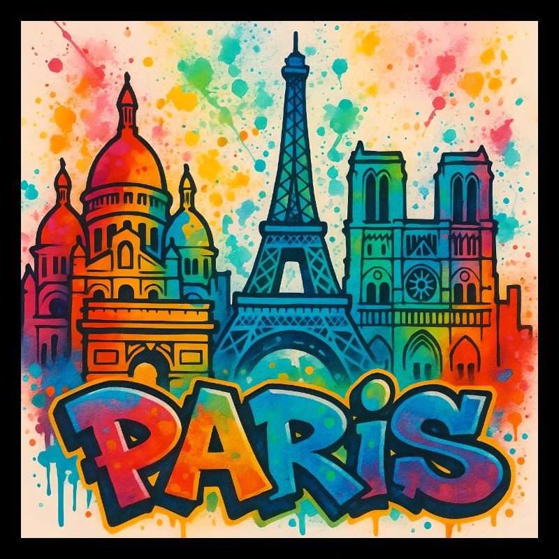 Graffiti Style Paris Skyline Kunst