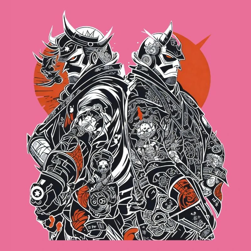 Samurai Duo: High-Contrast Armor Art
