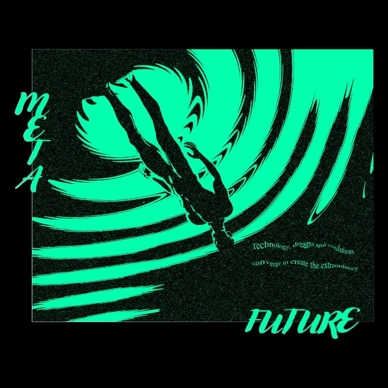 Monochrome graphic sci-fi meta human typography