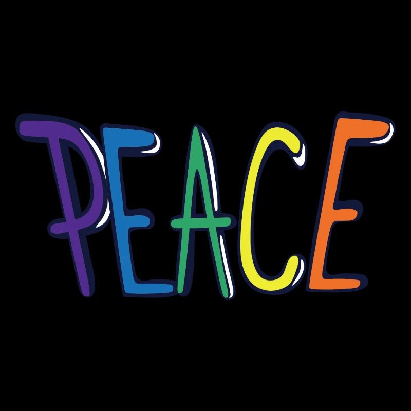 Peace Friede Logo Schrift in Regenbogen Farbe