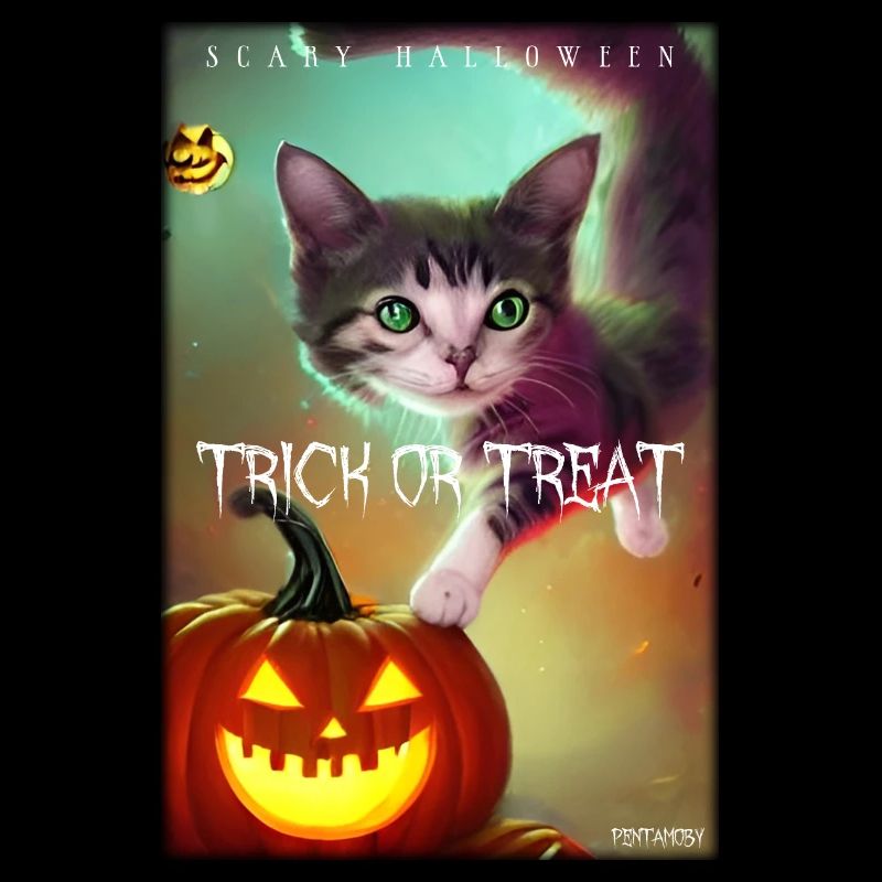 Halloween crazy cat pumpkin