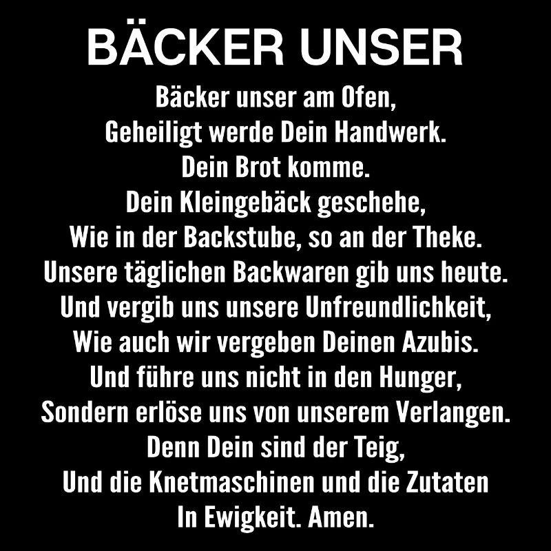 Bäcker Unser Gebet Bäckerei Backen Geschenk