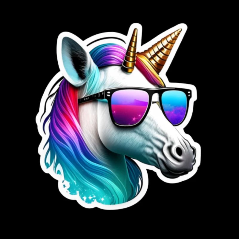 pride sticker unicorn with glass removebg preview