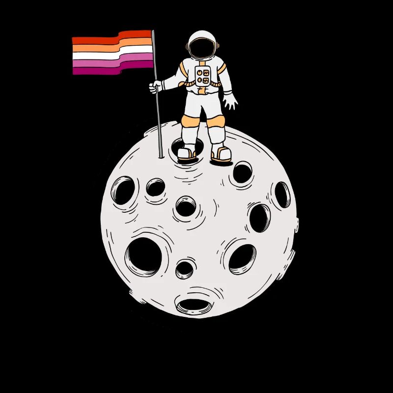 Astronaute lesbienne sur la lune Drapeau lesbien
