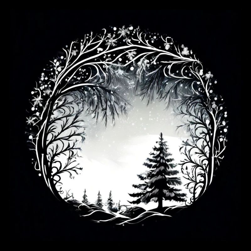 B&W Snowy Tree Design