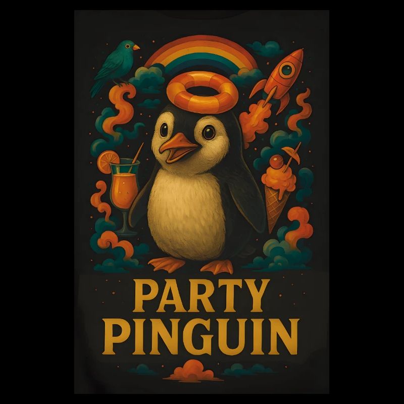 Pingouin de fête - Conception d’animaux drôle