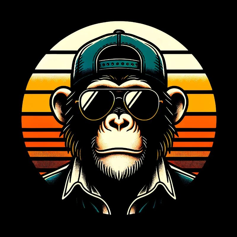 Cooler Schimpanse mit Sonnenbrille und Basecap
