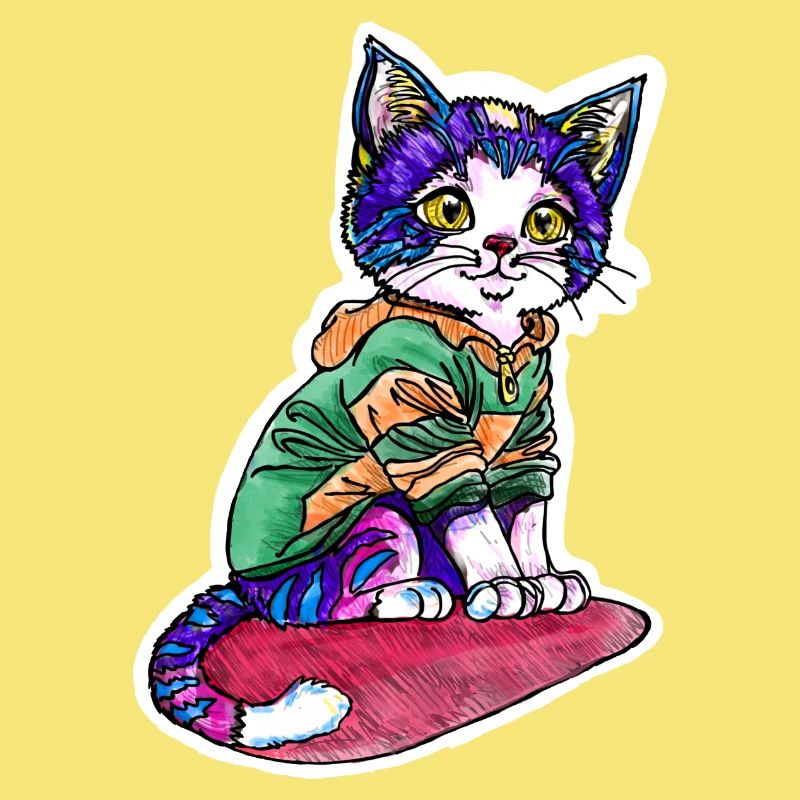 Chat en pull vert