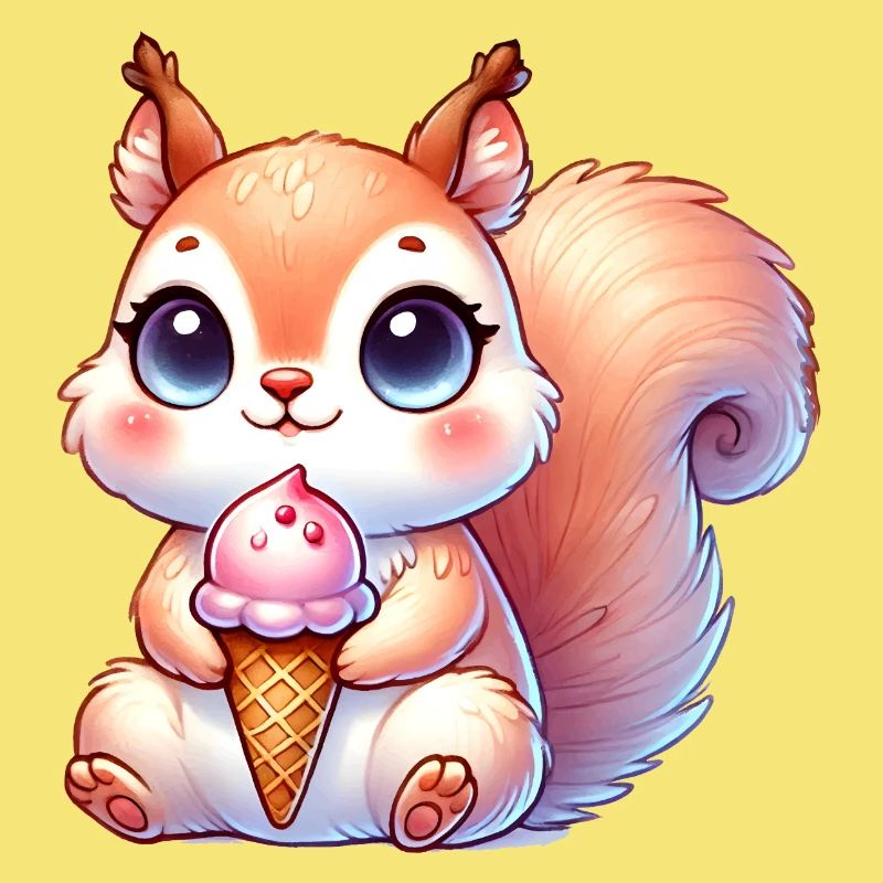 L’écureuil mignon déguste une glace colorée