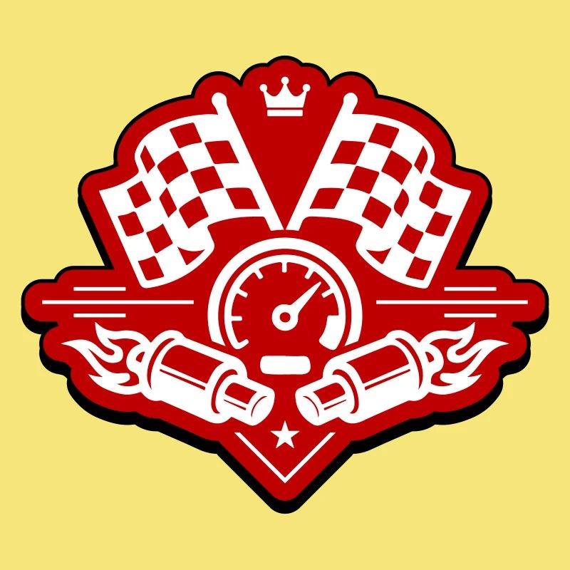 Drapeau de course, compteur de vitesse d'échappement