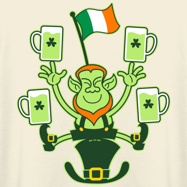 Leprechaun Juggling Beers and Irish Flag