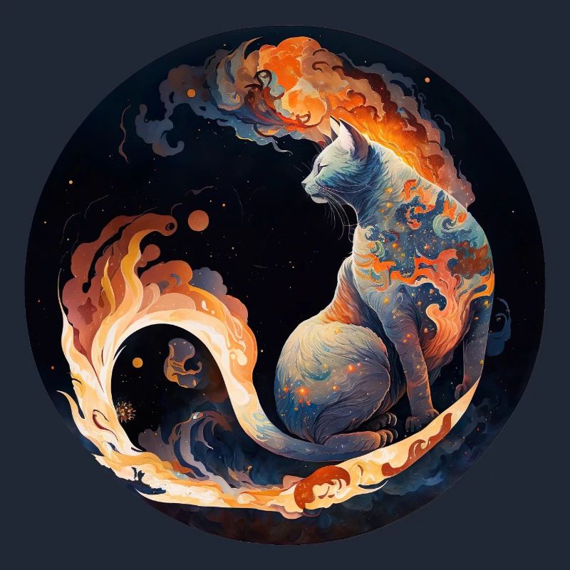 Fiery cat magic in constellation design
