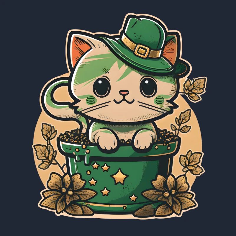Chat dans le pot de fleurs Fête de la Saint-Patrick