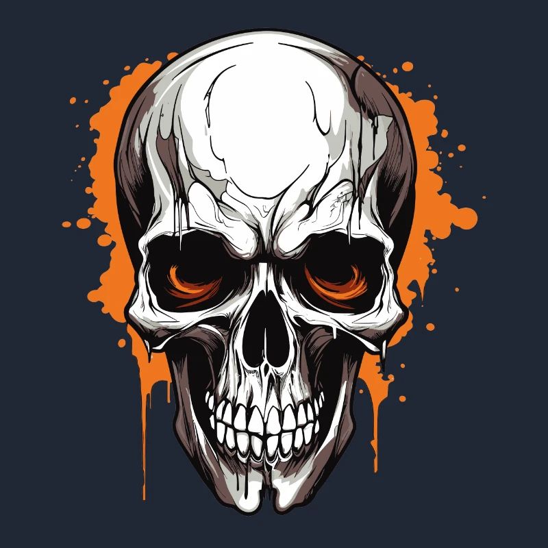 Orangener Schädel Splatter Gothic