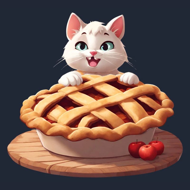Angorakatze auf Apfelkuchen