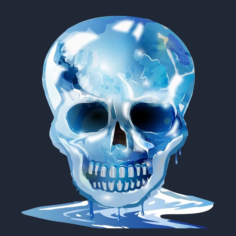 extravaganter schmelzender Totenkopf in Eis Farben