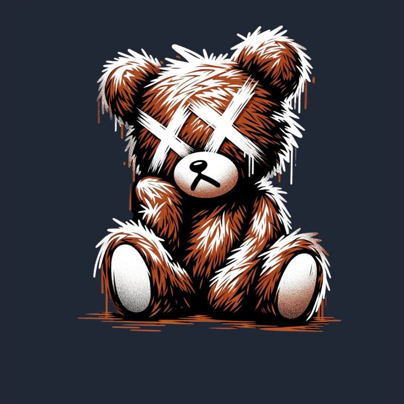 Broken Sad Teddy Graffiti Art