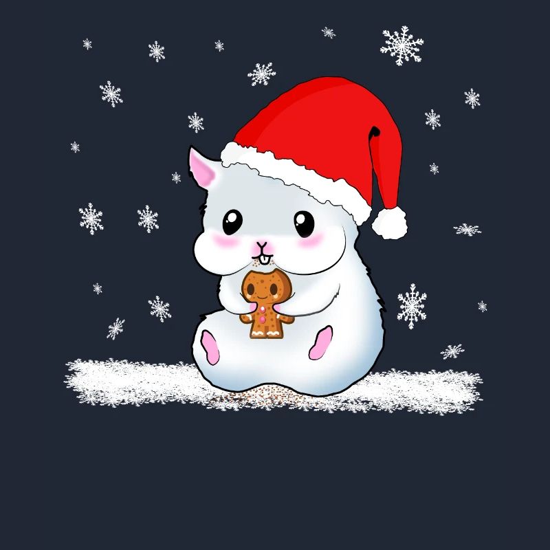 A Sweet Hamster Eats A Cookie While It Snows