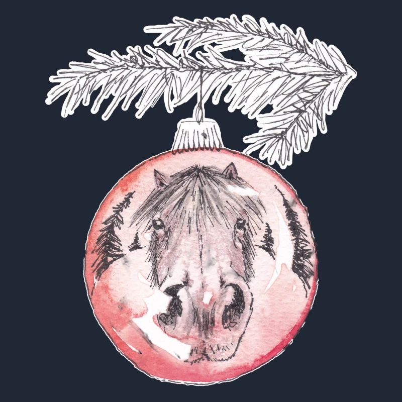 Weihnachtskugel Merry Christmas rot Pferd
