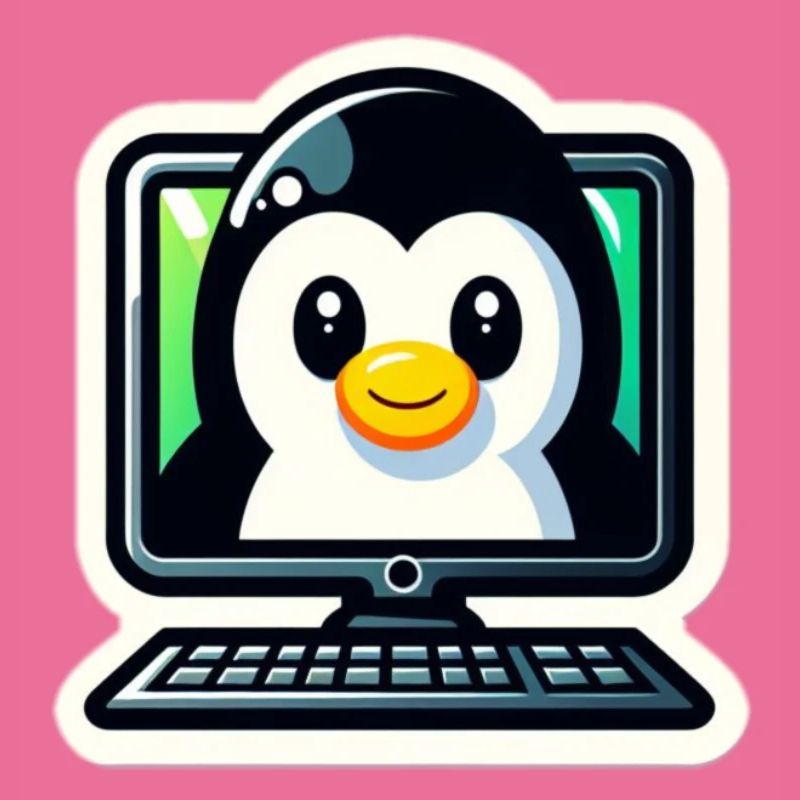 Linux Computer mit Pinguin süß