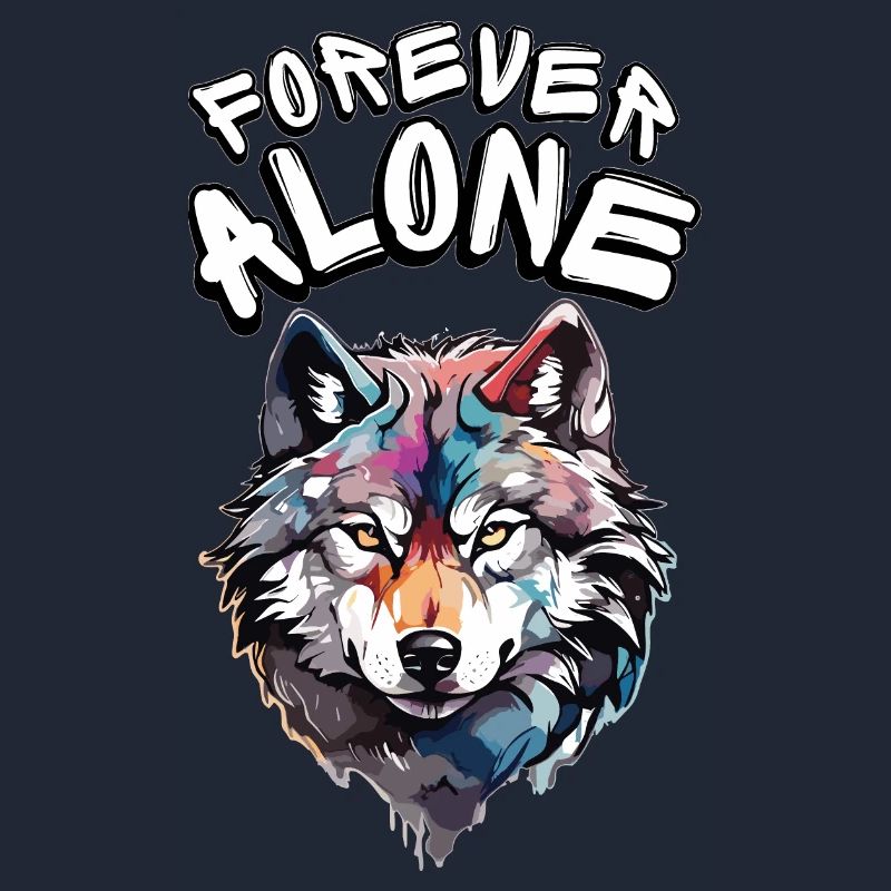 Ein farbenfrohes Wolfsporträt mit einer Botschaft