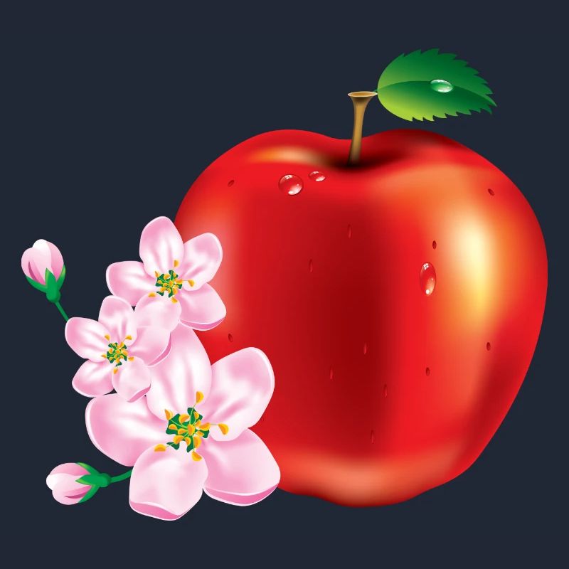 Apple avec la conception de la fleur de cerisier