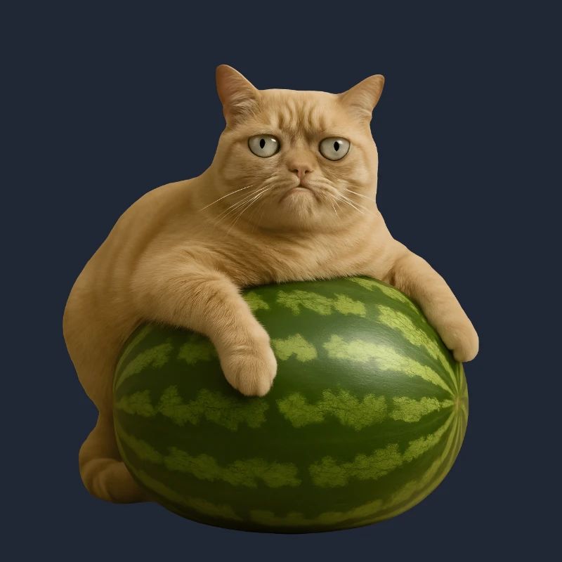 Chat sur pastèque - Mème drôle de chat