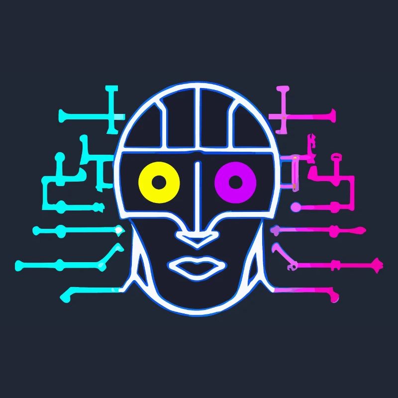 Neon Robot - Artificial Intelligence - Cyborg